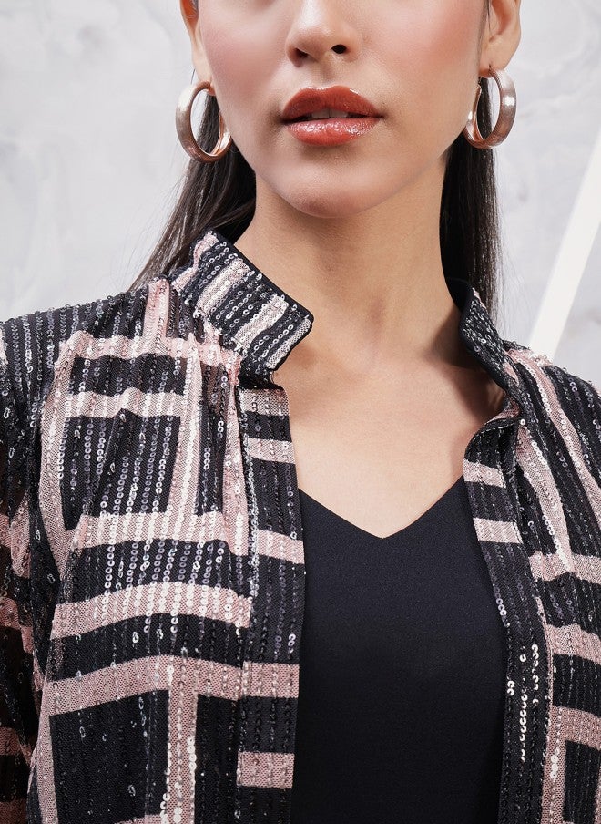 Athena Geometric Printed Sheath Dress With Jacket For Women - Image 3