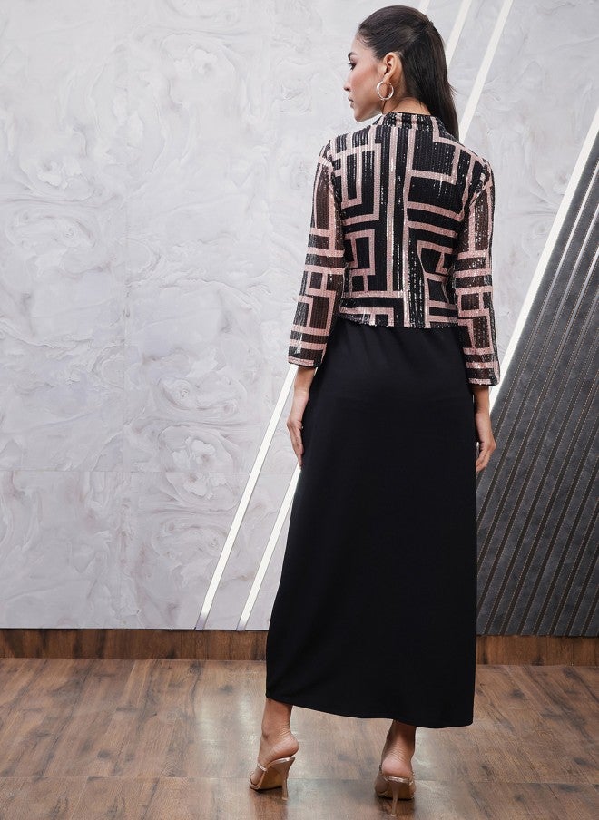 Athena Geometric Printed Sheath Dress With Jacket For Women - Image 5