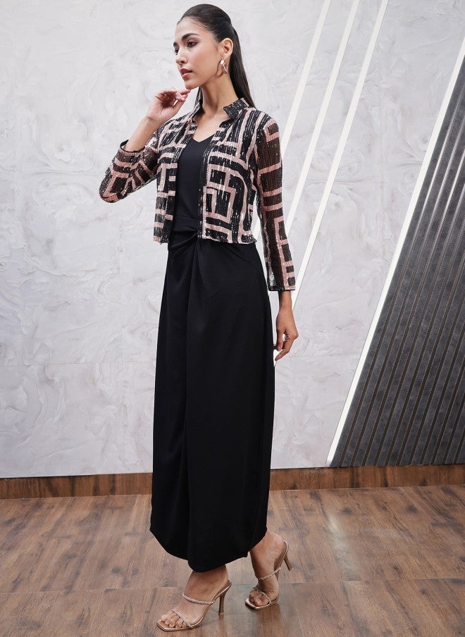 Athena Geometric Printed Sheath Dress With Jacket For Women - Image 2