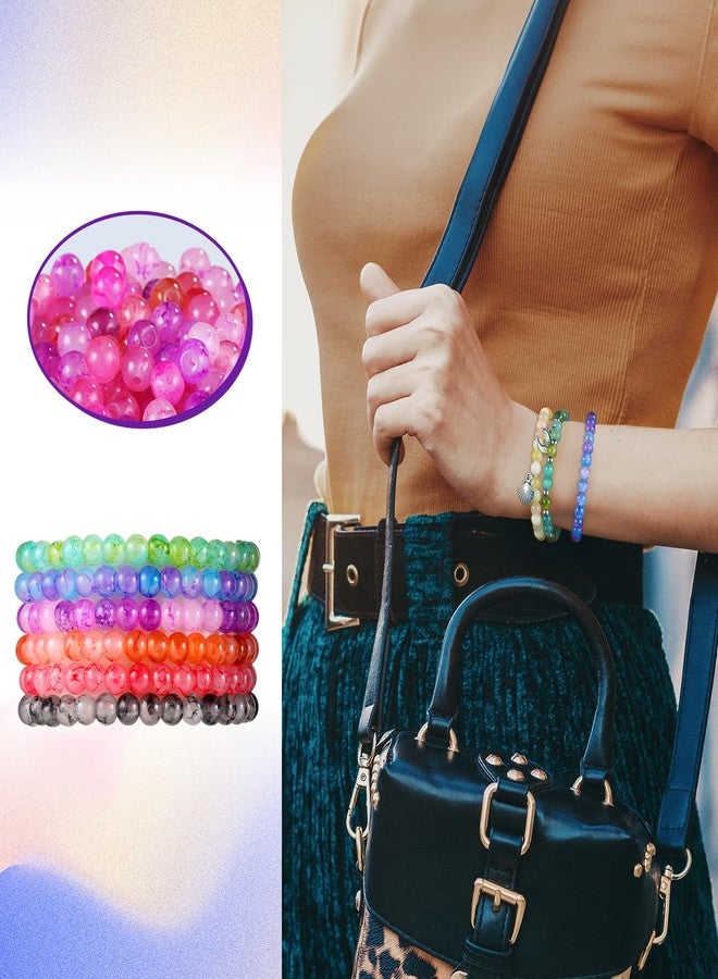 Funtopia 6mm Glass Beads for Jewelry Making, 1396pcs Ink Patterns Crystal Beads for Bracelets, Funtopia 34 Colors Round Glass Beads Kits for Necklace DIY Earrings Crafts with Spacer Beads and Charms - Image 5