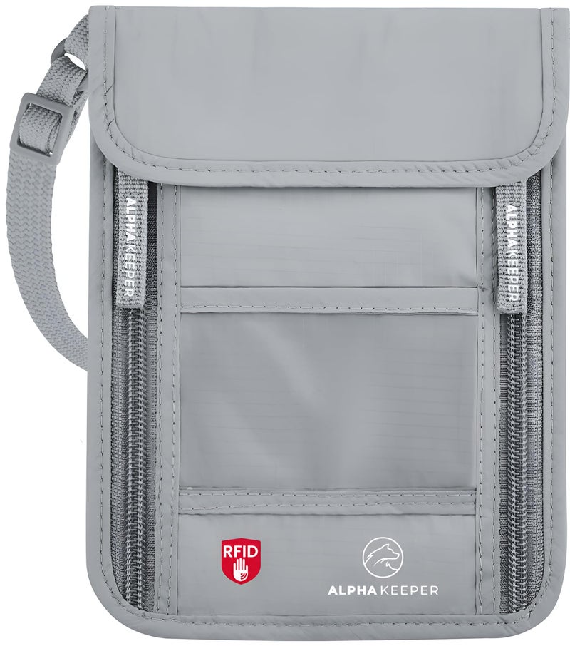 Alpha Keeper Travel Neck Wallet with RFID Blocking passport holderl for Men/Women - Super slim Travel Pouch to Protect Your Important Papers and Cash, Soft Innovative  - Image 1