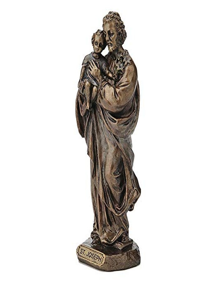 Veronese Design 3 3/8 Inch Saint Joseph Cast Resin Hand Painted Antique Bronze Finish Statue Home Decor - Image 3