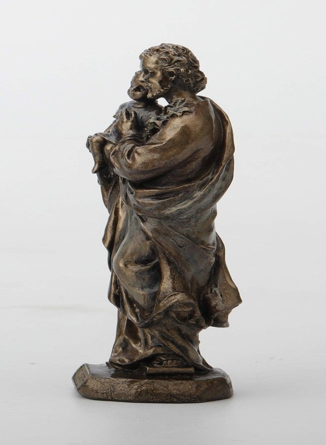 Veronese Design 3 3/8 Inch Saint Joseph Cast Resin Hand Painted Antique Bronze Finish Statue Home Decor - Image 2