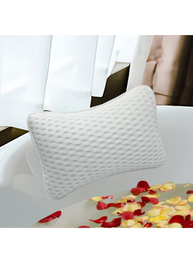 وسائد حمام للحوض، وسائد سبا منزلية للحوض، حوض استحمام ساخن، دعم للرأس والرقبة مع كوبين شفط قويين، لون أبيض فاتح - Image 1