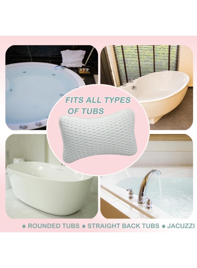وسائد حمام للحوض، وسائد سبا منزلية للحوض، حوض استحمام ساخن، دعم للرأس والرقبة مع كوبين شفط قويين، لون أبيض فاتح - Image 4