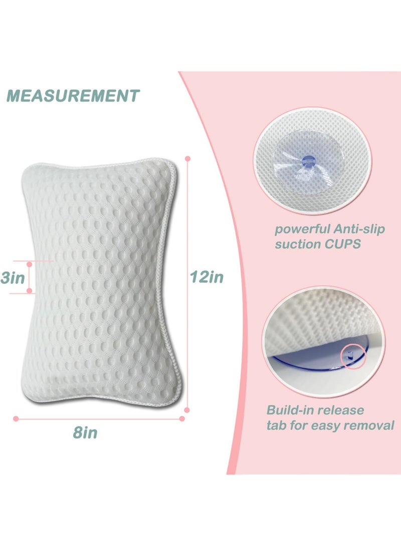 وسائد حمام للحوض، وسائد سبا منزلية للحوض، حوض استحمام ساخن، دعم للرأس والرقبة مع كوبين شفط قويين، لون أبيض فاتح - Image 5