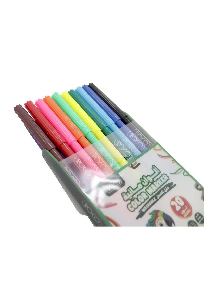 ROCO Washable Color Marker Assorted Color20 Pieces - Image 2