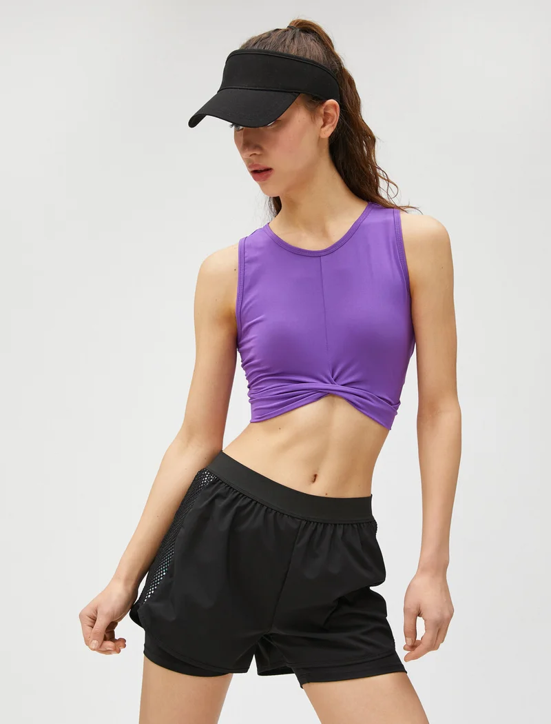 KOTON Koton Crop Sports Athlete with Gather Detail