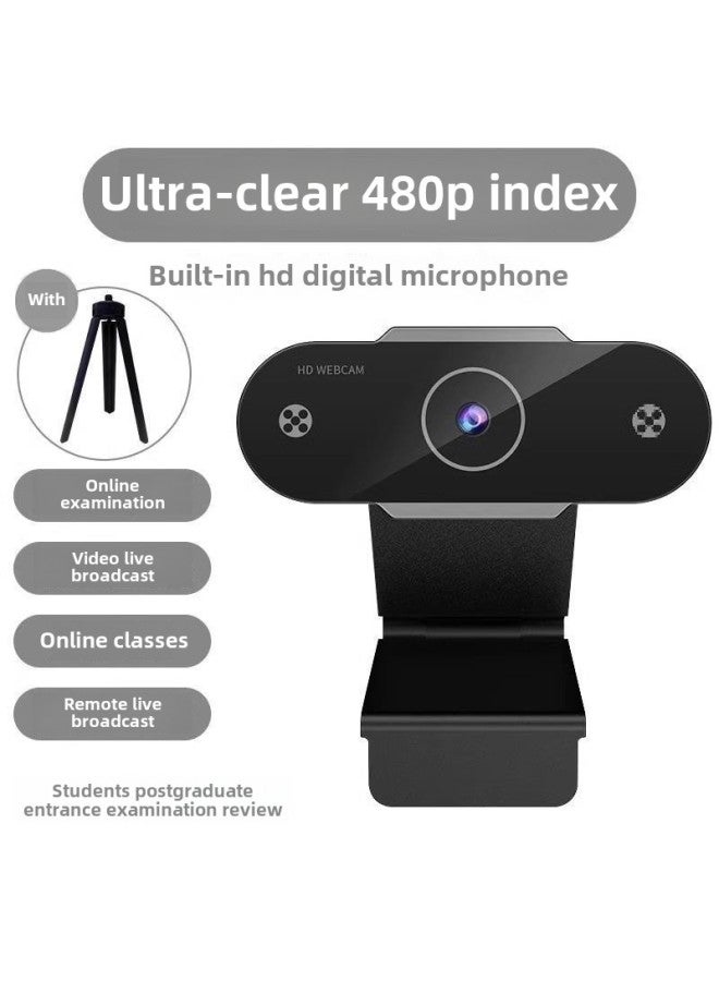 Computer Camera Desktop Home Notebook USB External Live HD With Microphone Microphone Integrated External-Color:Upgraded Version-black★Standard Definition 480p [auto Focus + Built-in Microphone] Comes With Triangular Bracket