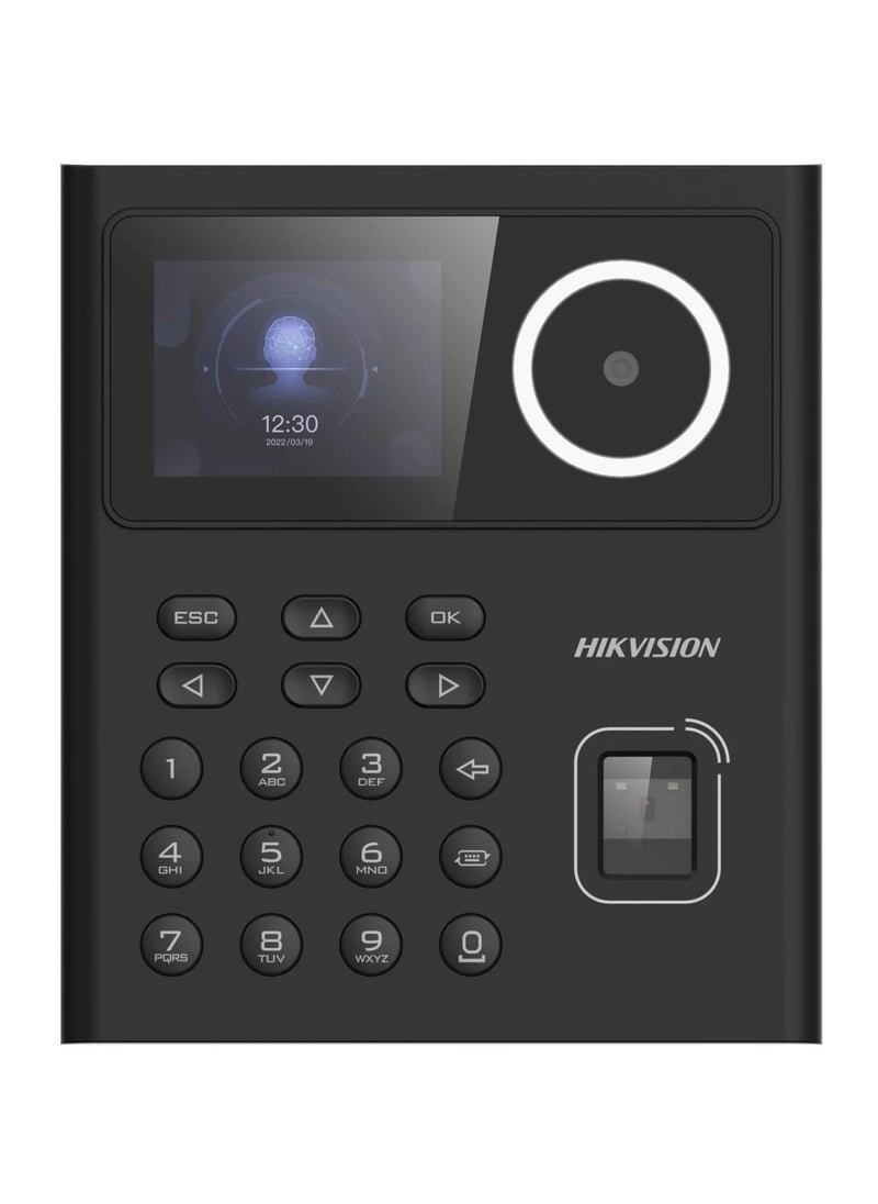 HIKVISION Hikvision Fingerprint Attendance 2.4-inch LCD screen, 2 MP lens, including face, fingerprint, card, and PIN etc. Supports EM card Max. 500 faces, 1,000 cards, 1,000 fingerprints and 100,000 events  - Image 1
