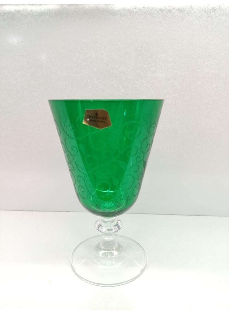 smart serve Bohemia Crystal Bella Green Pantograph Tall Cocktail and Wine Glasses 380ml Premium Stemmed Glasses Elegant Crystal Gift Set for Wine Cocktails and Special Occasions Set of 6 Gift Set  - Image 1