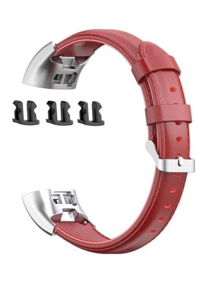 BGM Oil wax Leather Strap For Huawei Band 3 and 4 Pro Red - Image 2