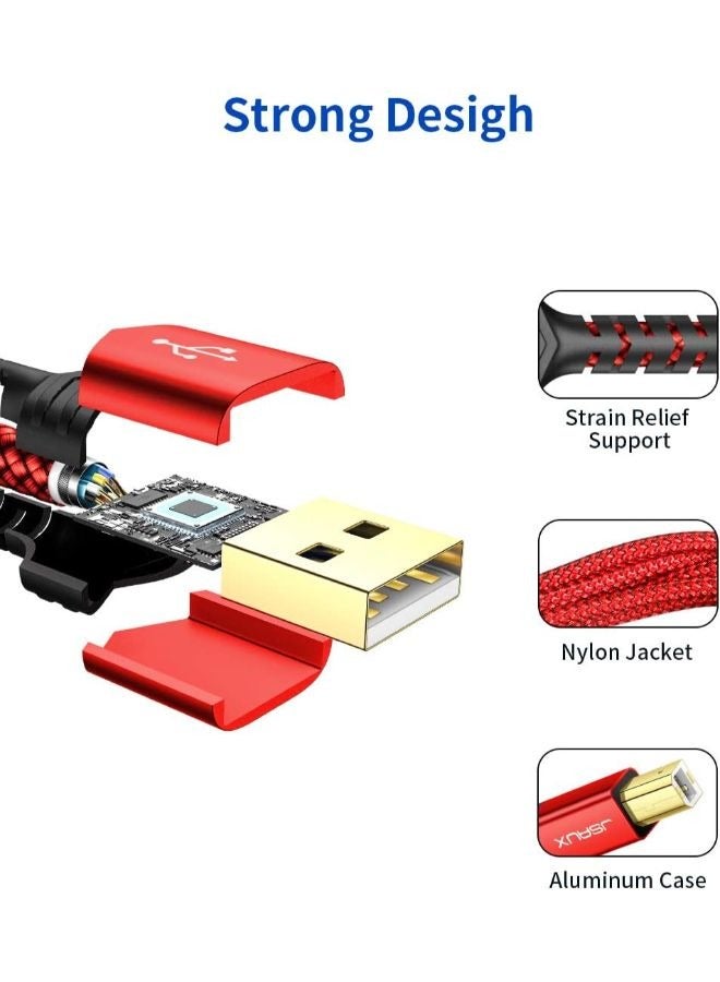 جيسوس كابل طابعة JSAUX، كابل طابعة USB 2M USB 2.0 نوع A ذكر إلى B ذكر سلك ماسح ضوئي USB B كابل عالي السرعة لـ HP، Canon، Epson، Dell، Brother، Lexmark، Xerox، Samsung وغيرها والبيانو، DAC - Image 4