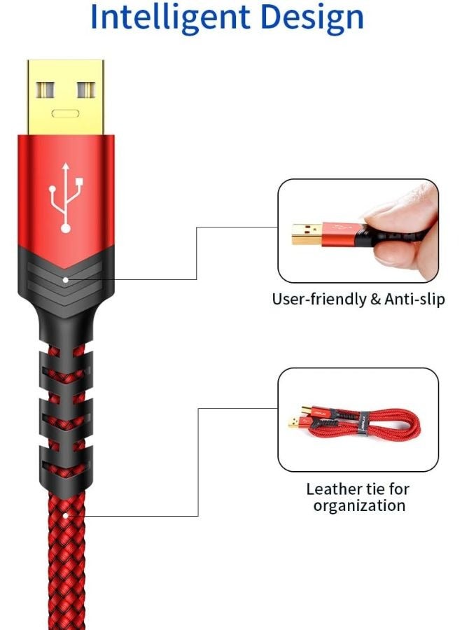 جيسوس كابل طابعة JSAUX، كابل طابعة USB 2M USB 2.0 نوع A ذكر إلى B ذكر سلك ماسح ضوئي USB B كابل عالي السرعة لـ HP، Canon، Epson، Dell، Brother، Lexmark، Xerox، Samsung وغيرها والبيانو، DAC - Image 2