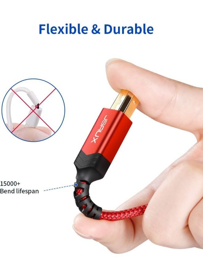 جيسوس كابل طابعة JSAUX، كابل طابعة USB 2M USB 2.0 نوع A ذكر إلى B ذكر سلك ماسح ضوئي USB B كابل عالي السرعة لـ HP، Canon، Epson، Dell، Brother، Lexmark، Xerox، Samsung وغيرها والبيانو، DAC - Image 3
