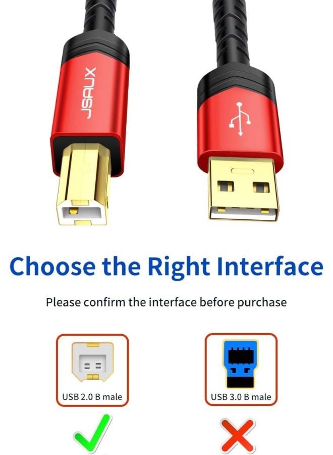 جيسوس كابل طابعة JSAUX، كابل طابعة USB 2M USB 2.0 نوع A ذكر إلى B ذكر سلك ماسح ضوئي USB B كابل عالي السرعة لـ HP، Canon، Epson، Dell، Brother، Lexmark، Xerox، Samsung وغيرها والبيانو، DAC - Image 5