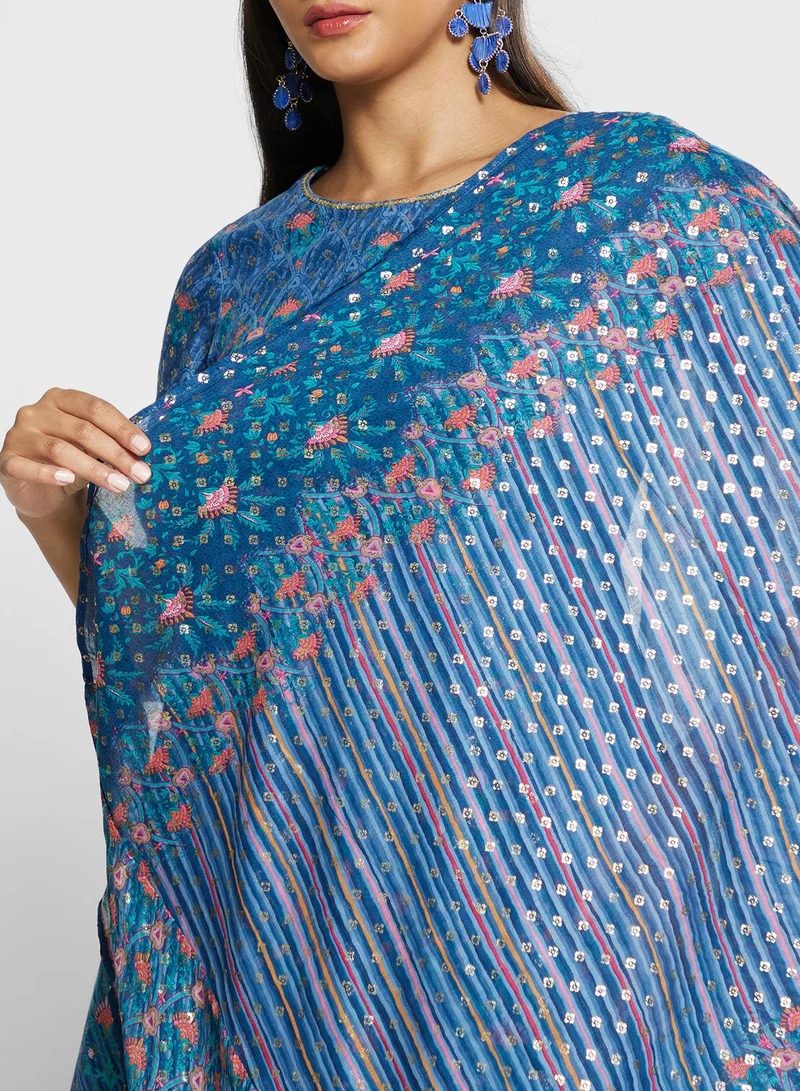 Biba Floral Kurti with Bottom & Dupatta
