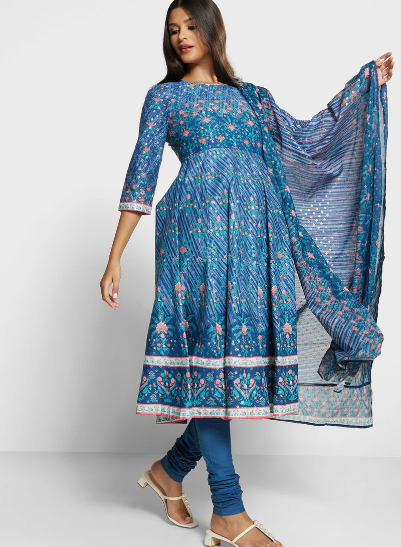 Biba Floral Kurti with Bottom & Dupatta