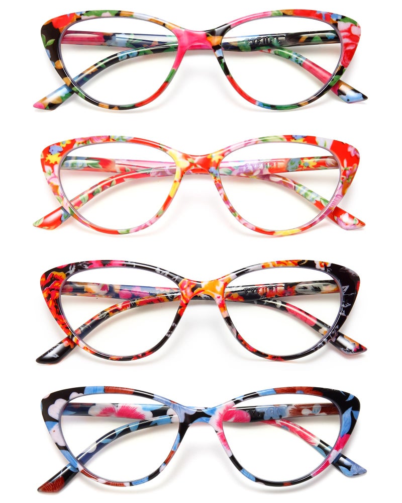 EYEURL 4Pack Cat Eye Reading Glasses for Women Blue Light Blocking Glasses with Trendy Color Combinations Computer Readers for Women Spring Hinges Anti EyestrainComputer GlareUV 15 - Image 2