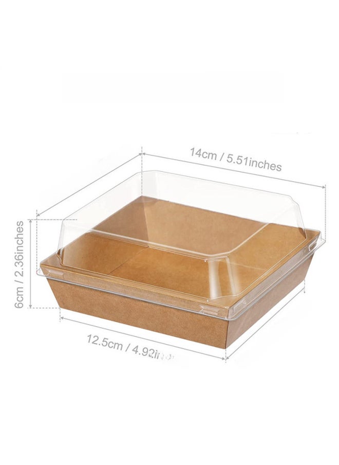 Generic - Transparent Square Pastry Box Three-layered Cake Roll Packaging Box Towel Roll Bubble Waffle Snail Packaging-Specification:Pink Strip - Image 1