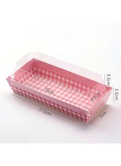 Transparent Square Pastry Box Three-layered Cake Roll Packaging Box Towel Roll Bubble Waffle Snail Packaging-Specification:Pink Strip
