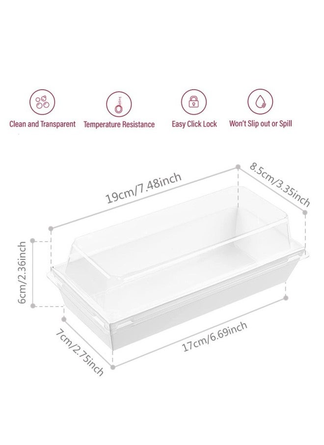 Generic - Transparent Square Pastry Box Three-layered Cake Roll Packaging Box Towel Roll Bubble Waffle Snail Packaging-Specification:Pink Strip - Image 1