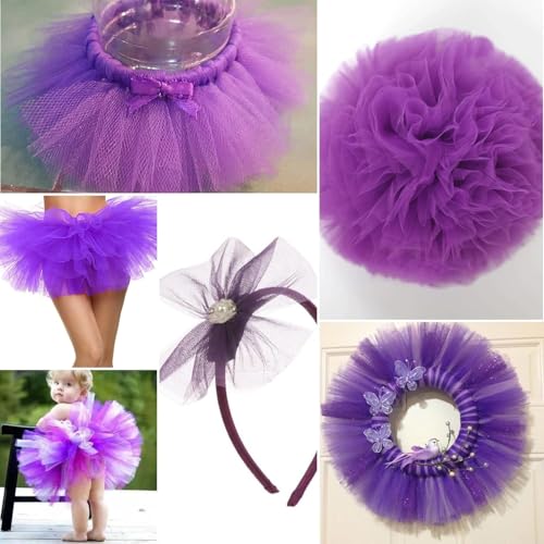Filloxy Net Tulle Fabric Cut Out-5 Meter, 60 cm Width, Wedding Party Decoration, DIY Craft Supply Bow Baby Shower Birthday Party Wedding Christmas Supplies (Purple) - Image 3