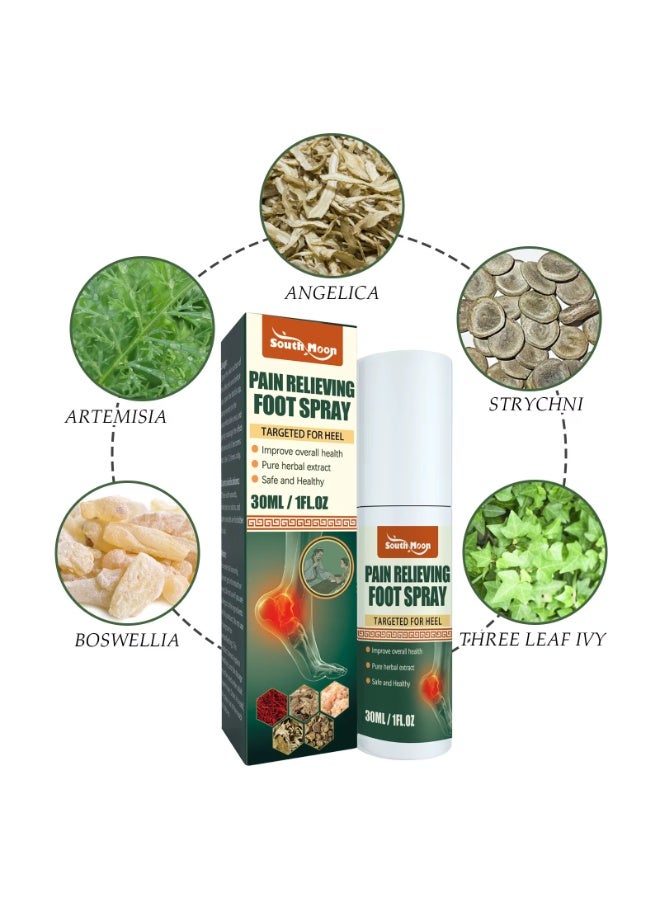 SOUTH MOON Pain Relieving Foot Spray for Heel Pain | Herbal Natural Extract | Boosts Blood Circulation | Joint & Muscle Relief | 30ml Ayurvedic Foot Spray for Pain | Safe & Fast Absorbing Formula (30 Ml) - Image 3