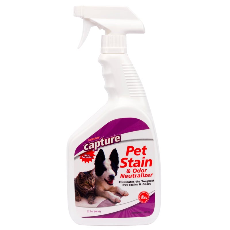 Capture Pet Stain & Odor Remover - Enzyme Pet Odor Eliminator for Home, Carpet Stain Remover for Cats & Dog Pee, Cat Urine Destroyer, Carpet Cleaner Spray - 32oz Spray Bottle - Image 1