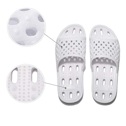WOTTE Shower Sandals Women Quick Drying Bath Slippers Non Slip Dorm Shoes Size 8 White - Image 3