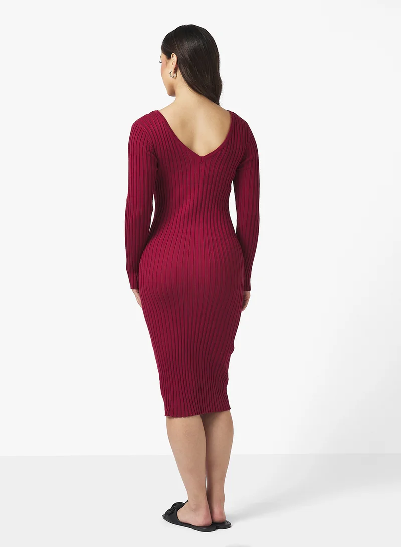 جينجر بيسيكس Ribbed Midi Dresses