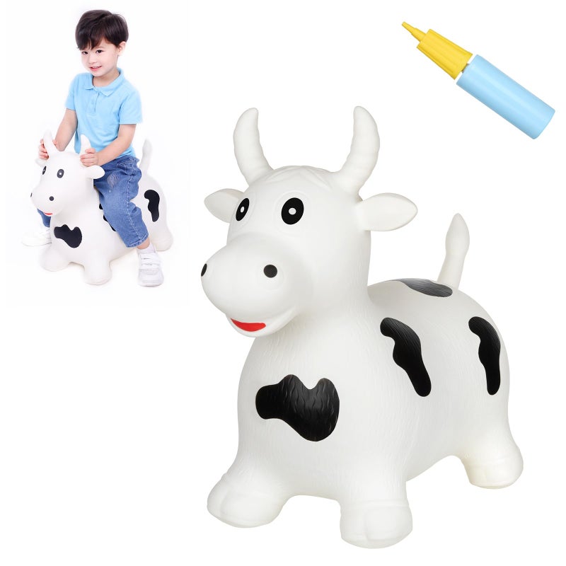INPANY Inflatable Cow Farm Animal Hopper Toys for 1 2 Year Old Boy Gifts Ride on Toddler Hopping Bull Toys Outdoor Bouncy Jumping Horse for KidsChildrenGirls Birthday Pump Included - Image 2