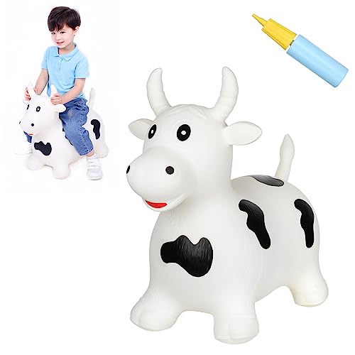INPANY Inflatable Cow Farm Animal Hopper Toys for 1 2 Year Old Boy Gifts Ride on Toddler Hopping Bull Toys Outdoor Bouncy Jumping Horse for KidsChildrenGirls Birthday Pump Included - Image 1