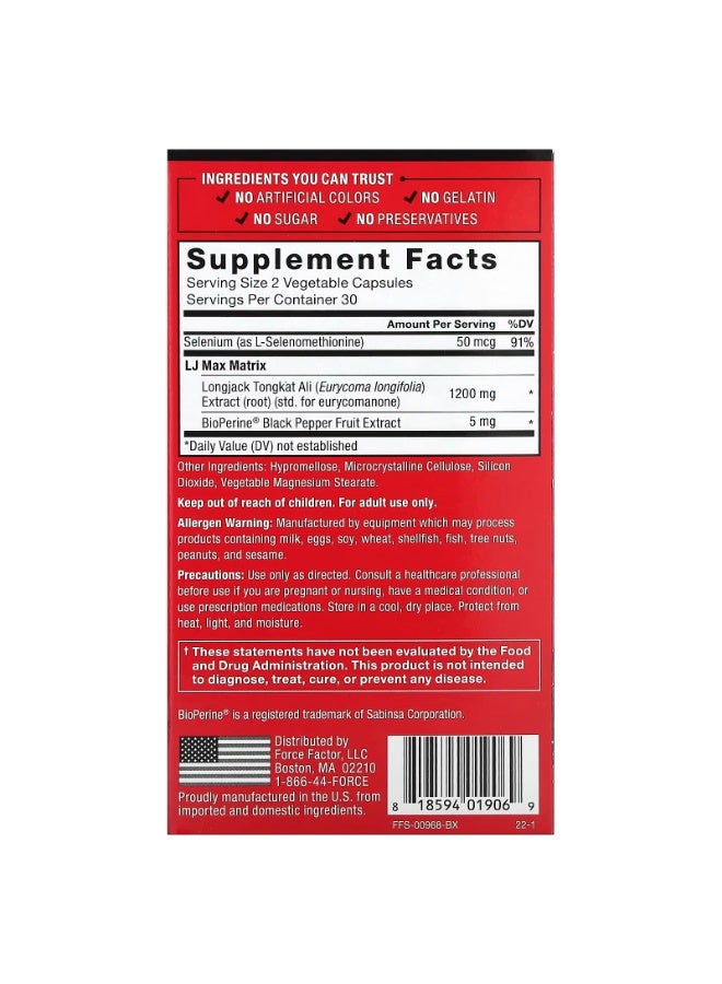 Force Factor Fundamentals, LongJack Tongkat Ali Max, 60 Vegetable Capsules - Image 2