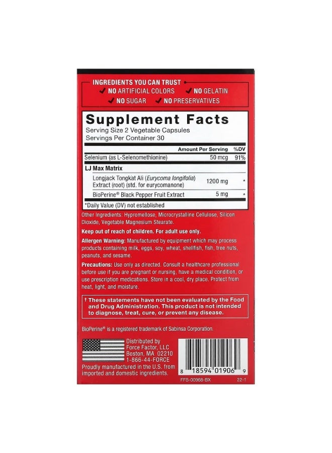 Force Factor Fundamentals, LongJack Tongkat Ali Max, 60 Vegetable Capsules - Image 3