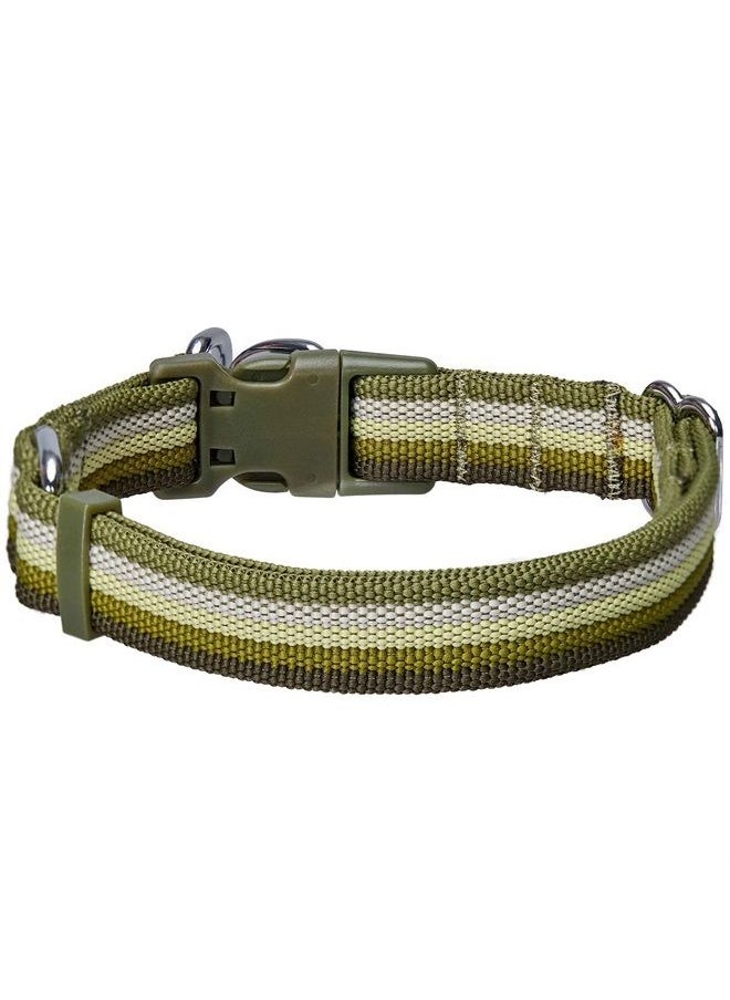 Blueberry Pet Multi-Colored Stripe Adjustable Dog Collar, Olive, X-Large, Neck 18"-26"  - Image 3