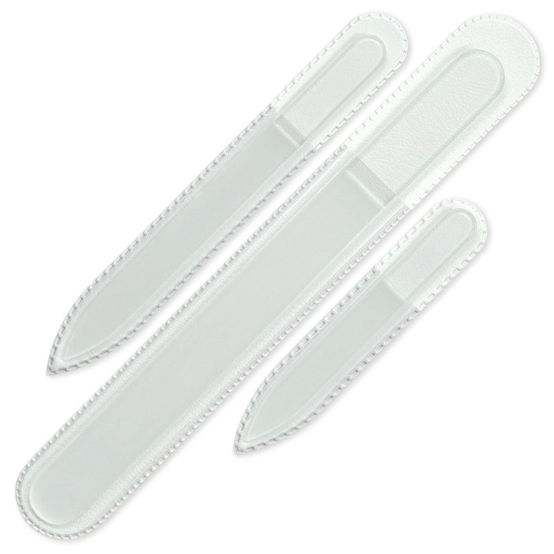 Mont Bleu Professional Set of 3 Czech Glass Nail Files - Genuine Czech Tempered Glass - Handmade Gift Set - Washable Double Sided Nail File - Etched Nail Files - Crystal Nail File for Natural Nails - Image 1