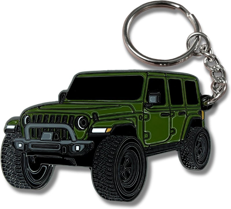 FOUR WHEEL BEAST Jeep Wrangler Keychain - Green - Image 1