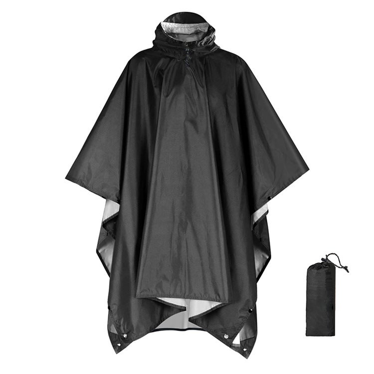 Three-In-One Cape Raincoat Mountaineering Multi-Function Canopy Mat Portable Pu Conjoined Raincoat - Image 1
