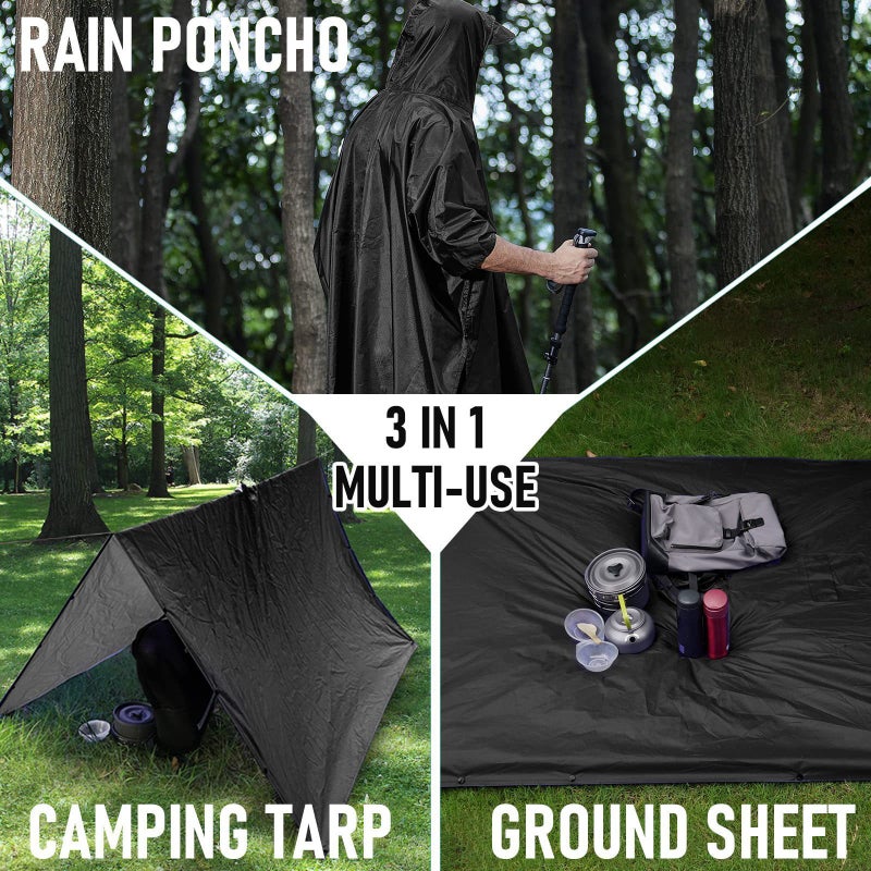 Three-In-One Cape Raincoat Mountaineering Multi-Function Canopy Mat Portable Pu Conjoined Raincoat - Image 3