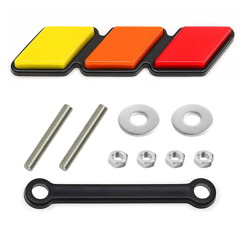 TRD Grille Decor Badge TriColor Grille Badge Emblem Decoration Accessories Car Truck Label Yellow Orange Red