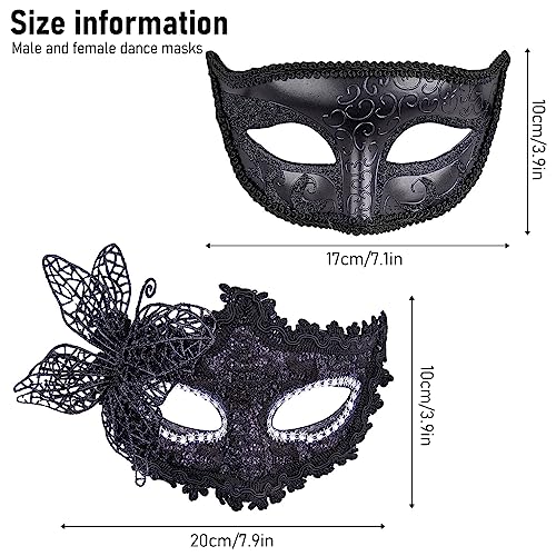 Optifit® 2pcs Lace Masquerade Mask for Men Women Couple Venetian Mask for Prom Ball Costume Party Vintage Venetian Carnival Masquerade Mask for Halloween Masquerade Party - Image 2