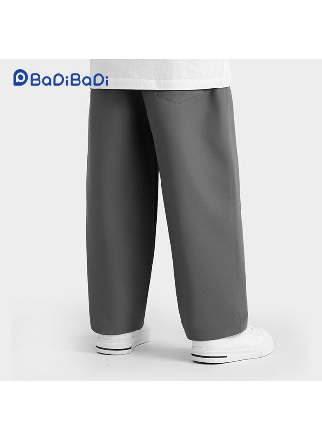 Badibadi Spring And Autumn Pure Cotton Woven Long Pants For Infants And Toddlers Casual Straight Pants Gray Happy Letters Size 90