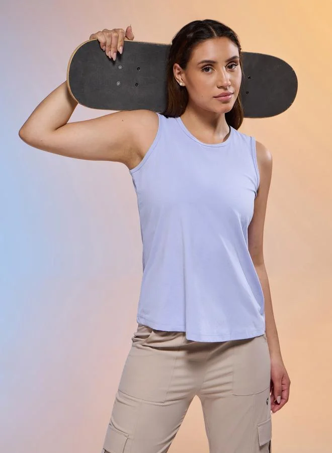 Technosport Technosport Women Solid Slim Fit Round Neck Tank