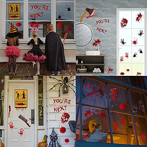 Yunfan 84Pcs Halloween Decorations Handprint Footprint Stickers Clings Decals Window Bathroom Floor Restroom Zombie Decorations Halloween Party Decor,8 Sheets - Image 4