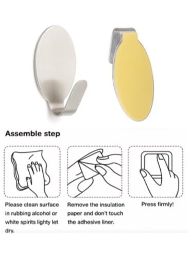 سبيس شوب طقم خطاطيف لاصقة من الفولاذ شديد التحمل 6 قطع مقاومة للصدأ للاستخدام على الحائط في الحمام والمطبخ والمكتب تتحمل حمولة تصل إلى 0.5 كجم تصميم بيضاوي ذاتي اللصق بدون حفر حجم صغير - Image 5
