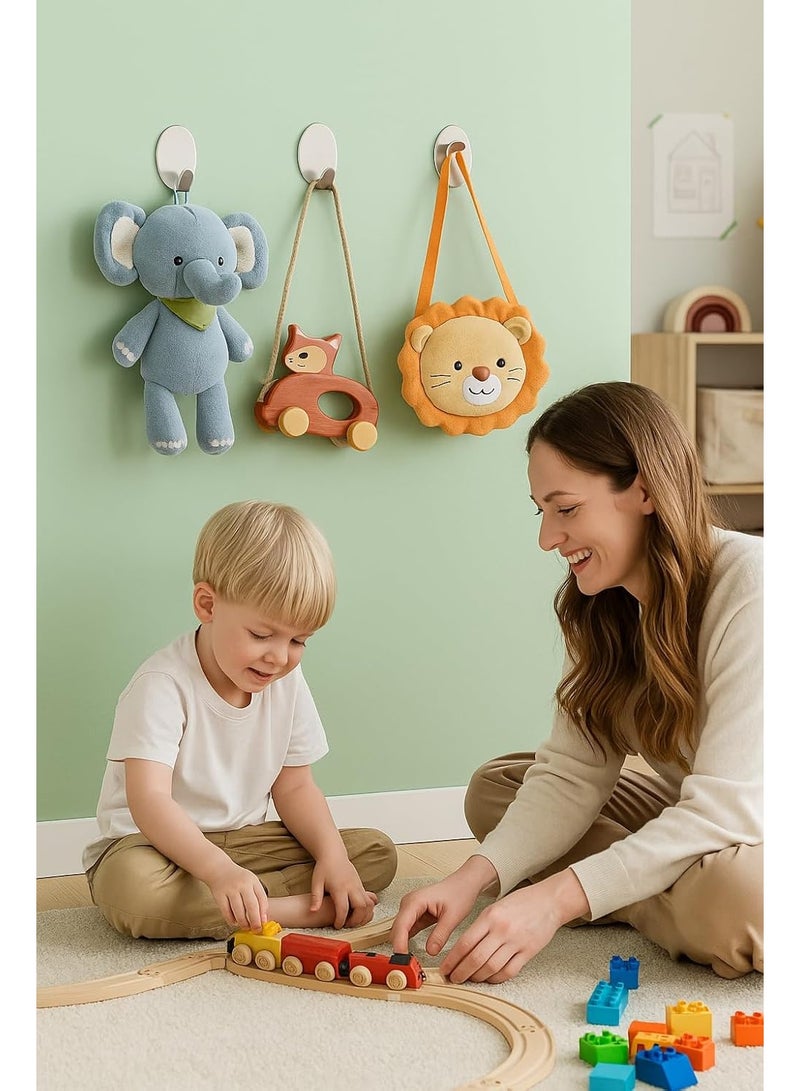 سبيس شوب طقم خطاطيف لاصقة من الفولاذ شديد التحمل 6 قطع مقاومة للصدأ للاستخدام على الحائط في الحمام والمطبخ والمكتب تتحمل حمولة تصل إلى 0.5 كجم تصميم بيضاوي ذاتي اللصق بدون حفر حجم صغير - Image 2