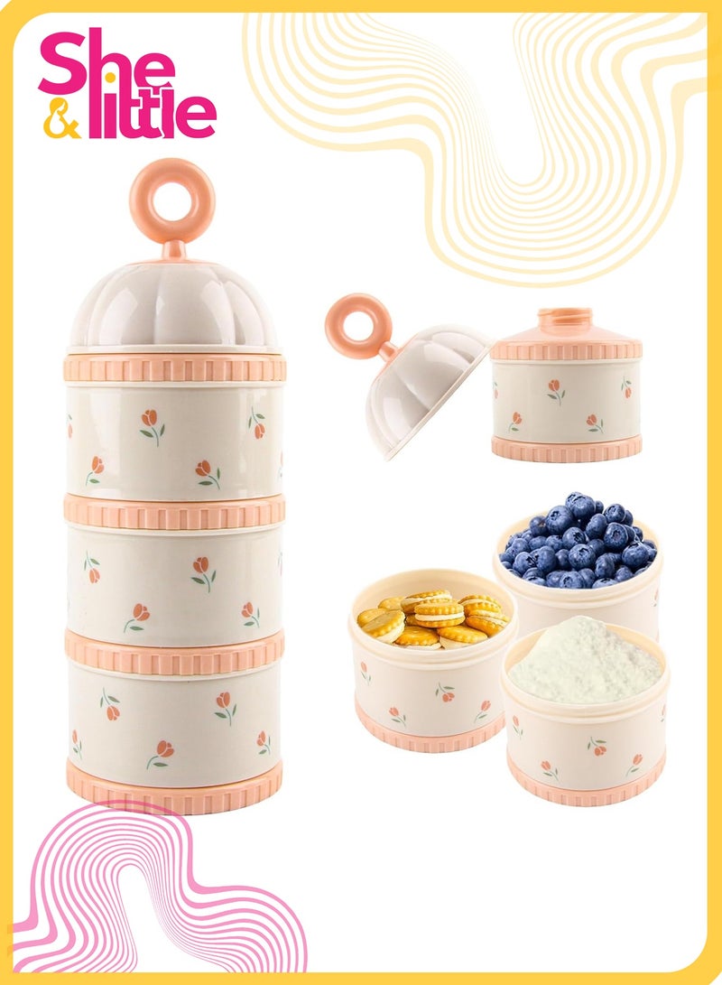 She&Little Portable Three-Layer Formula Storage Box, Cartoon Bear Pattern, Independent Stackable Design, Large Capacity Baby Food Dispenser, Food-Grade Material, Ideal for Travel - Image 1