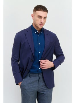 EMPORIO ARMANI Men Regular Fit Solid Formal Blazer, Navy Blue  - Image 1