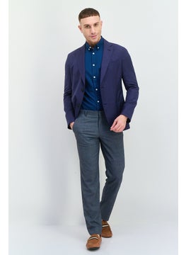 EMPORIO ARMANI Men Regular Fit Solid Formal Blazer, Navy Blue  - Image 3